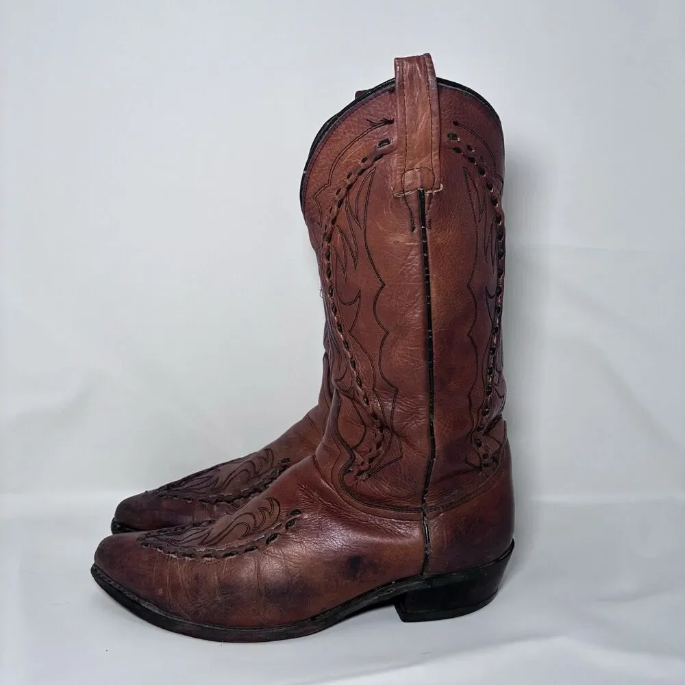 Dan Post Mens Size 9EW DP26644 VTG Phoenix Brown Leather Western Cowboy Boots